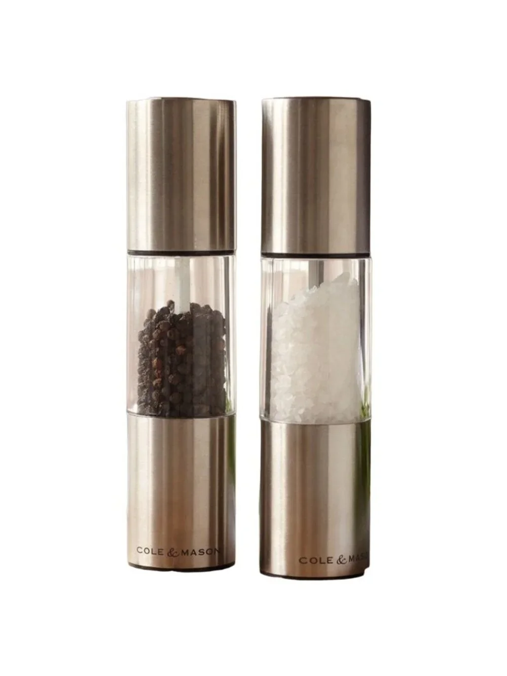 Cole and Mason Oslo Precision Salt Pepper Mills Set Stainless Steel Adjust Grind